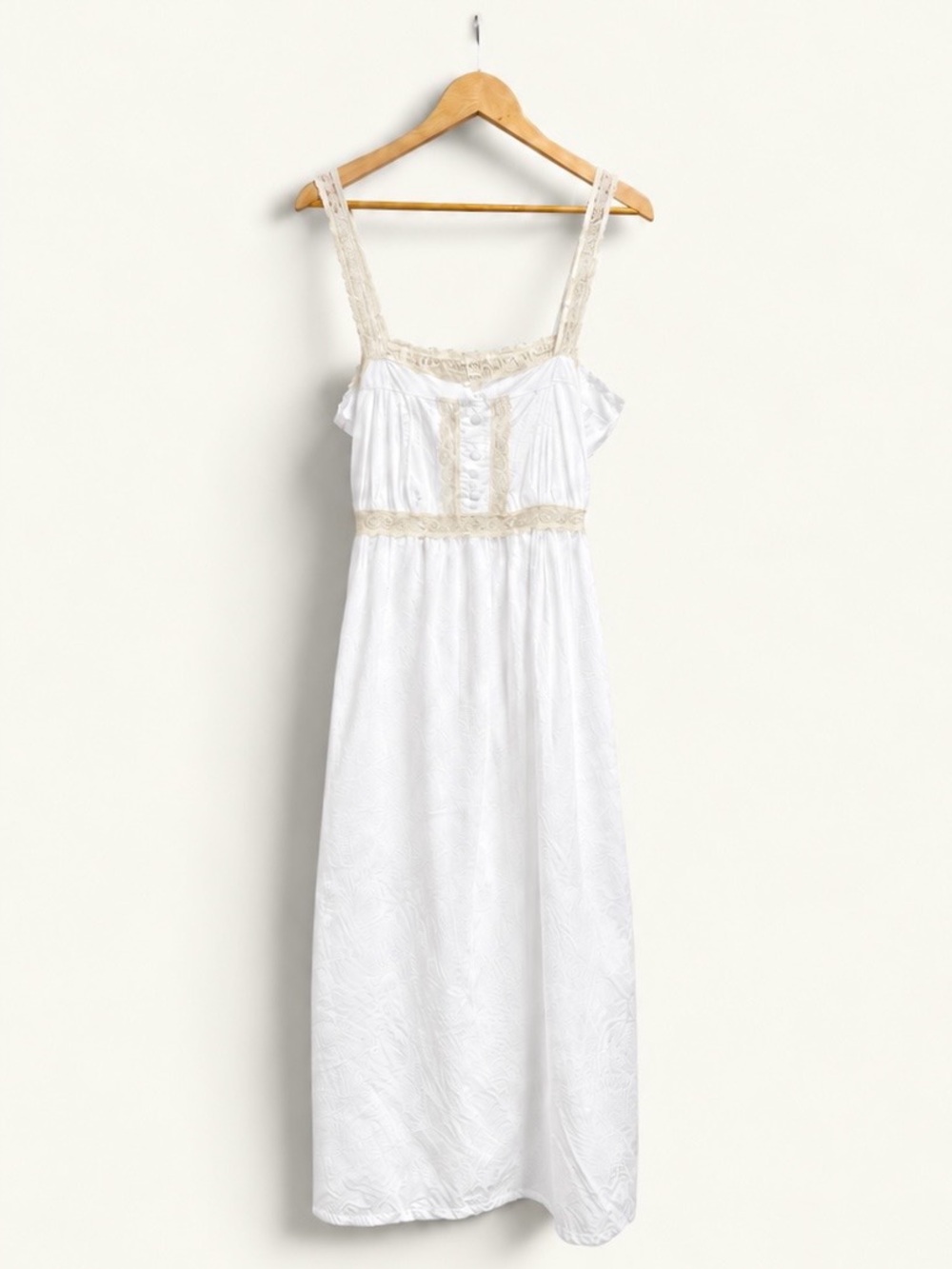 Laura Ashley White Chemise with Cream Lace Trim